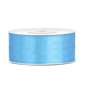Satin ribbon - PartyDeco - light blue, 25 mm x 25 m