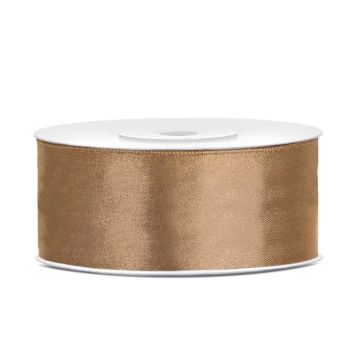 Satin ribbon - PartyDeco - light gold, 25 mm x 25 m