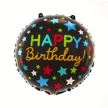 Balon foliowy Happy Birthday Gwiazdki - 45 cm