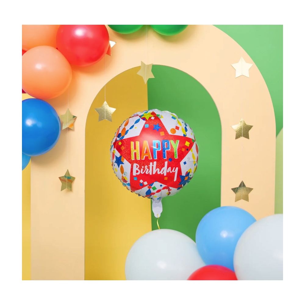 Balon foliowy Kolorowe Urodziny - 45 cm