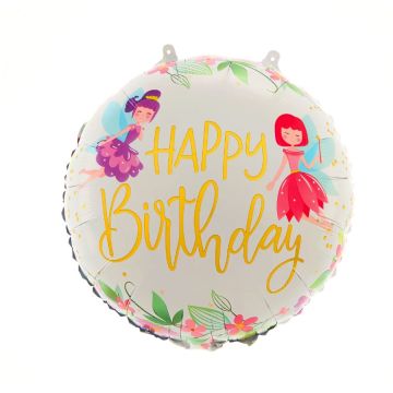 Balon foliowy Happy Birthday Wróżki - 45 cm