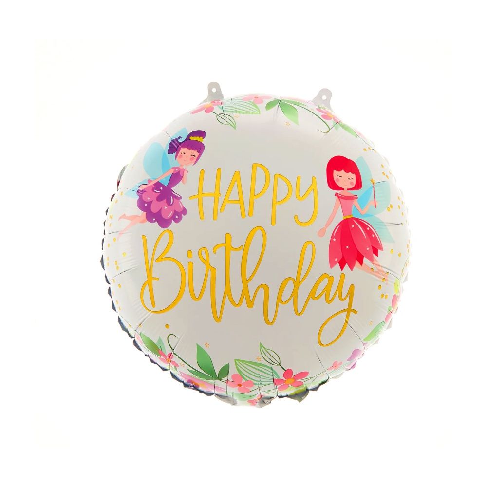 Balon foliowy Happy Birthday Wróżki - 45 cm