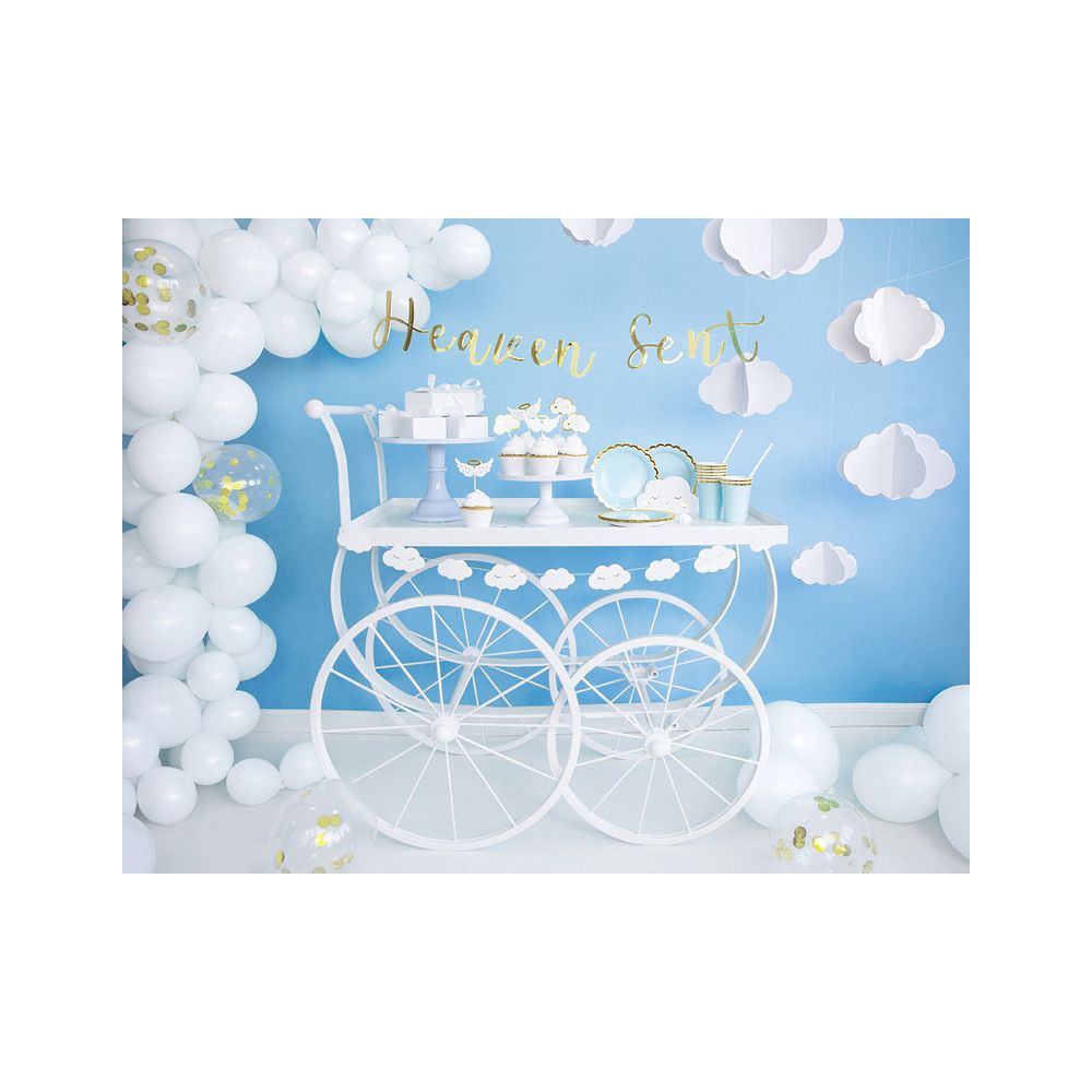 Cupcake wrappers - PartyDeco - white and gold, 6 pcs.