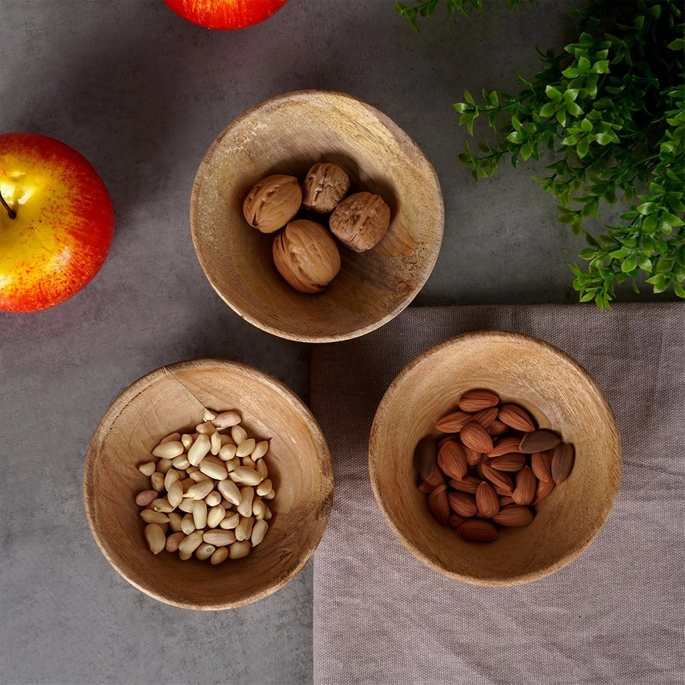 Set of wooden serving bowls - Orion - 140 ml, 3 pcs.