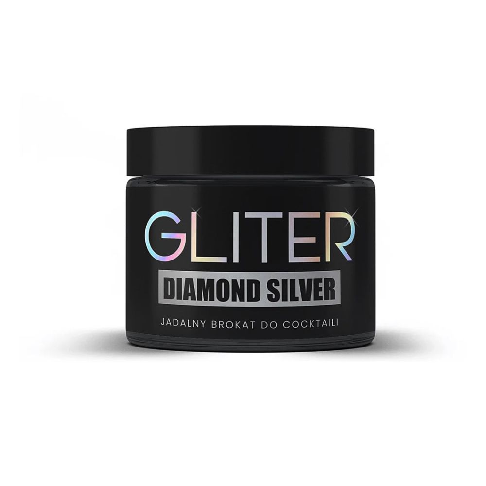 Brokat jadalny Gliter do napojów Diamond Silver - Słodki Bufet - srebrny, 10 g