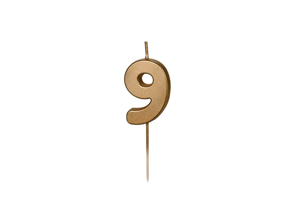 Birthday Candle number 9 - PartyDeco - gold