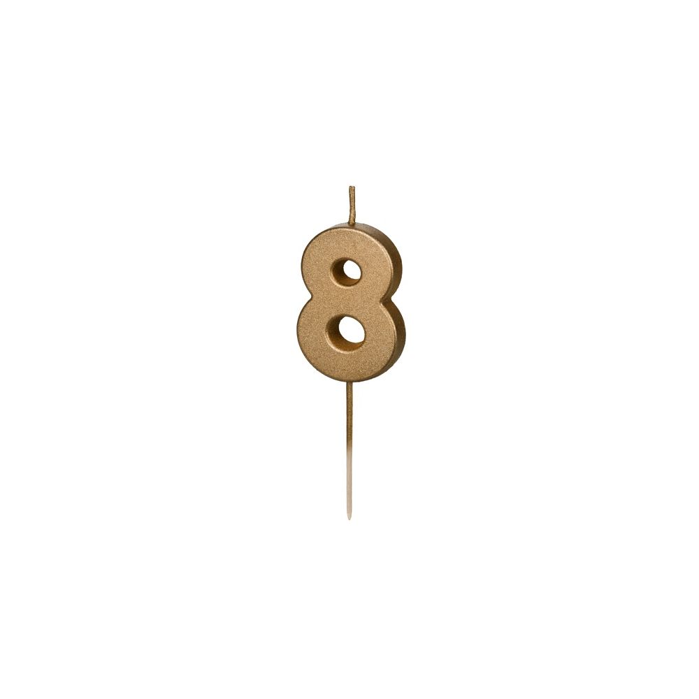 Birthday Candle number 8 - PartyDeco - gold