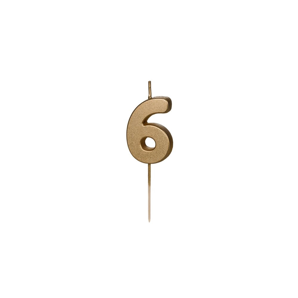 Birthday Candle number 6 - PartyDeco - gold