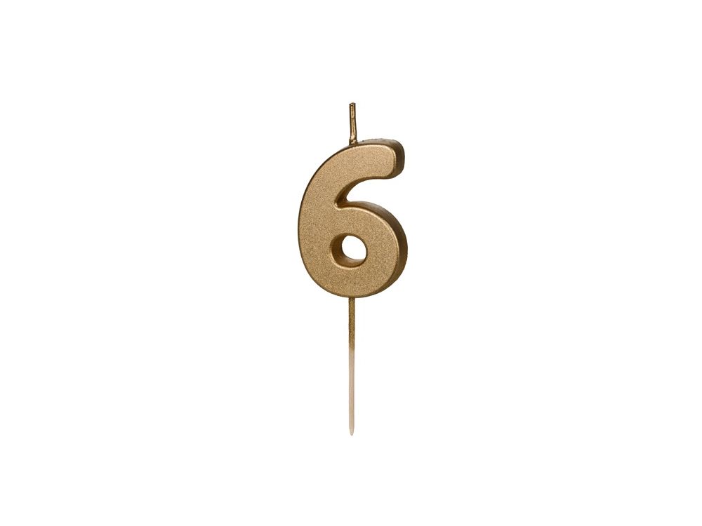 Birthday Candle number 6 - PartyDeco - gold