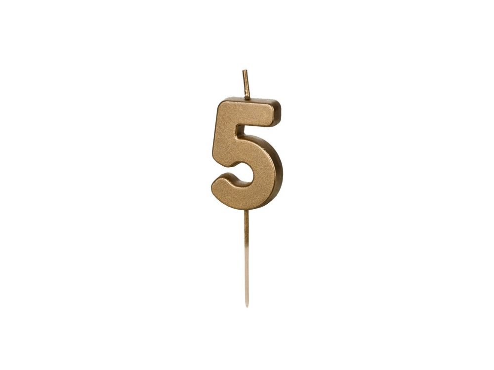 Birthday Candle number 5 - PartyDeco - gold