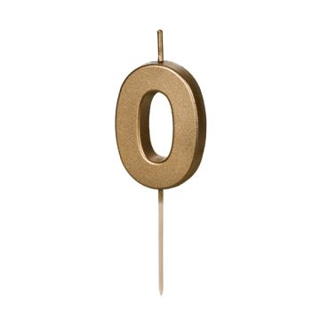 Birthday Candle number 0 - PartyDeco - gold