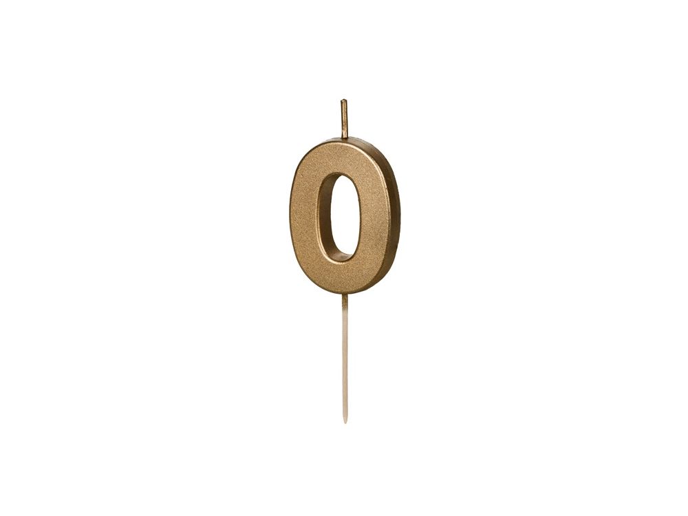 Birthday Candle number 0 - PartyDeco - gold