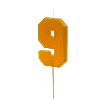 Birthday Candle number 9 - PartyDeco - yellow