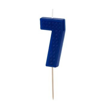 Birthday Candle number 7 - PartyDeco - blue