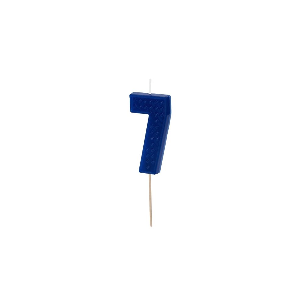 Świeczka urodzinowa cyferka 7 - PartyDeco - niebieska