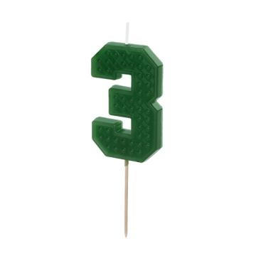 Birthday Candle number 3 - PartyDeco - green