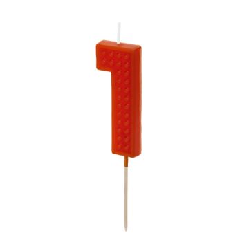 Birthday Candle number 1 - PartyDeco - red