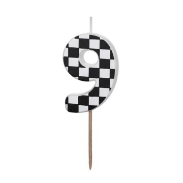 Birthday Candle number 9 - PartyDeco - black and white