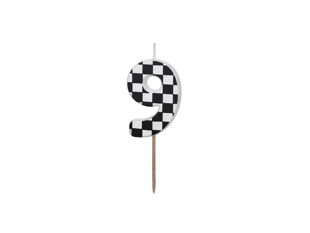 Birthday Candle number 9 - PartyDeco - black and white