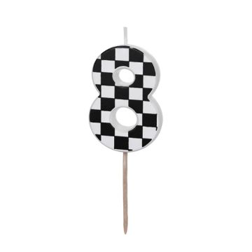 Birthday Candle number 8 - PartyDeco - black and white