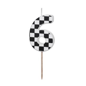 Birthday Candle number 6 - PartyDeco - black and white