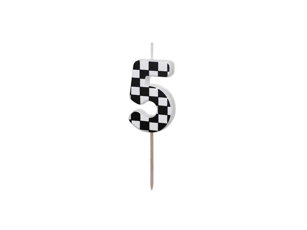 Birthday Candle number 5 - PartyDeco - black and white