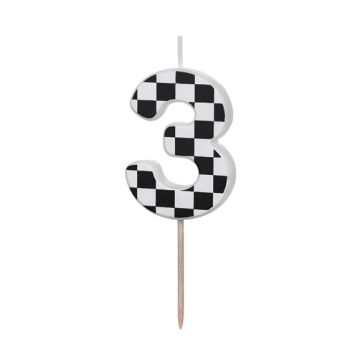 Birthday Candle number 3 - PartyDeco - black and white