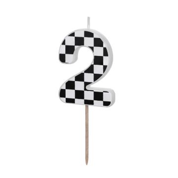 Birthday Candle number 2 - PartyDeco - black and white