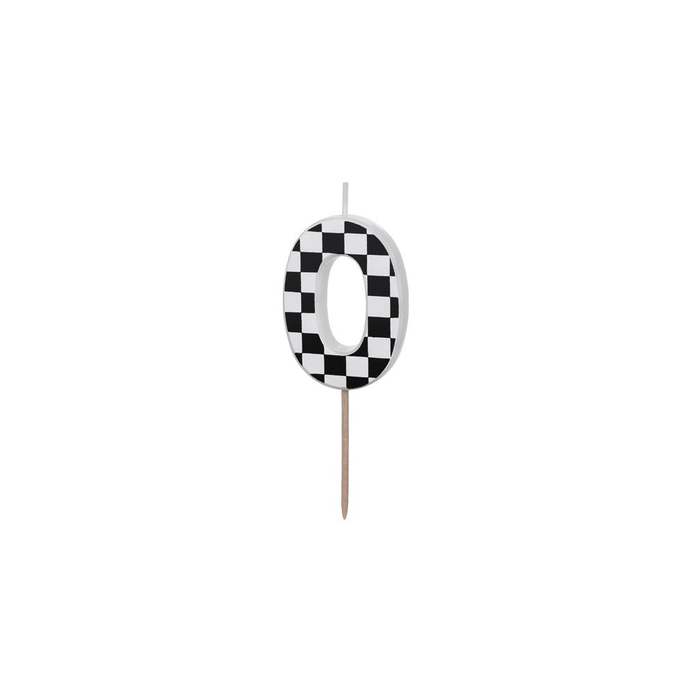 Birthday Candle number 0 - PartyDeco - black and white