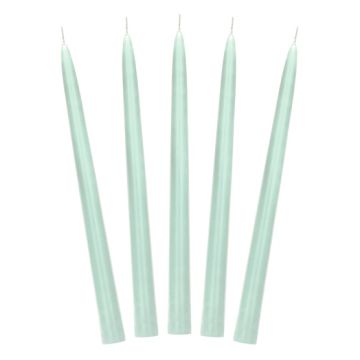 Taper candles, frosted - PartyDeco - sage, 24 cm, 10 pcs.