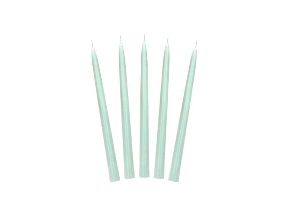 Taper candles, frosted - PartyDeco - sage, 24 cm, 10 pcs.
