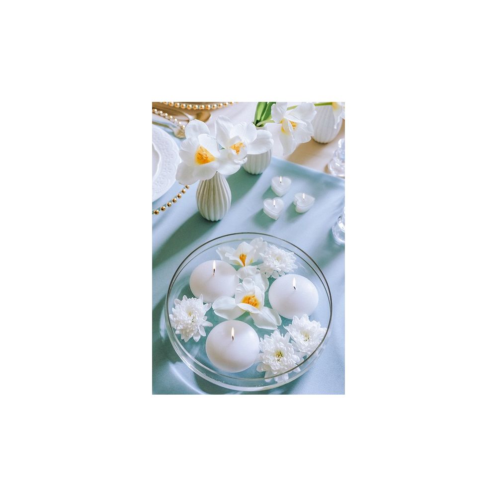 Floating candles - PartyDeco - white, 8 cm, 4 pcs.