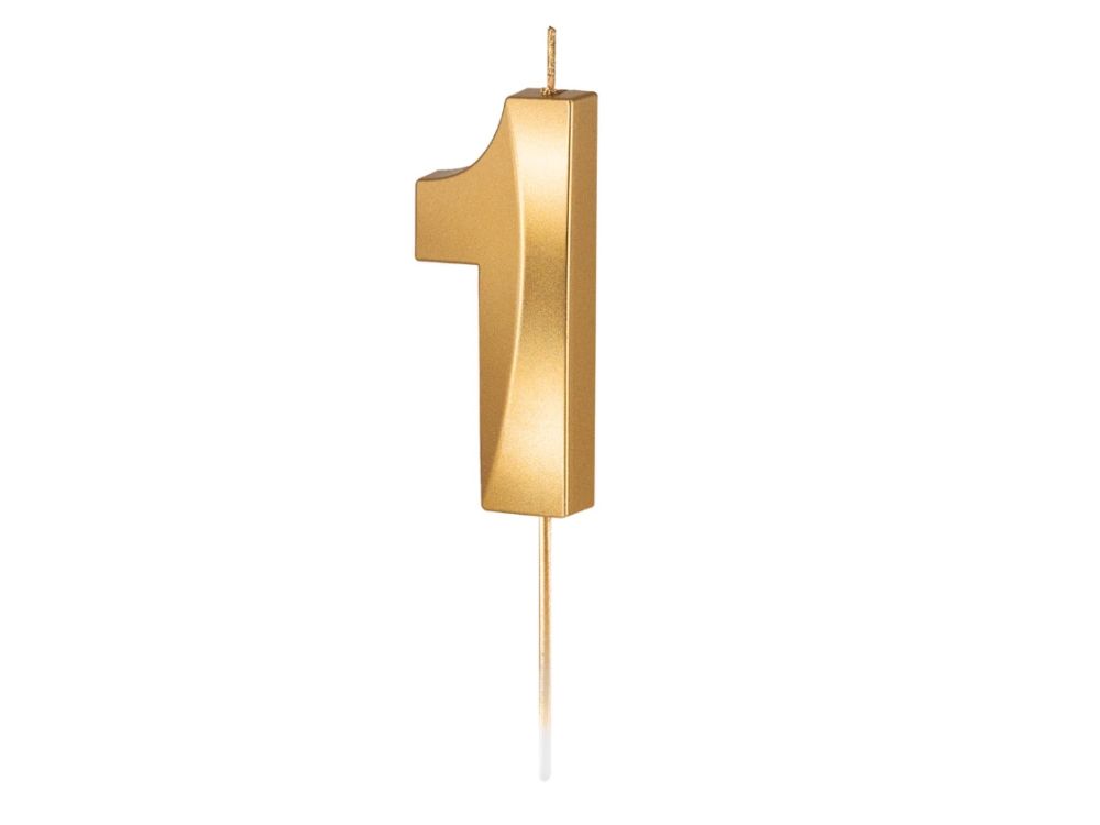 Birthday Candle number 1 - metallic gold