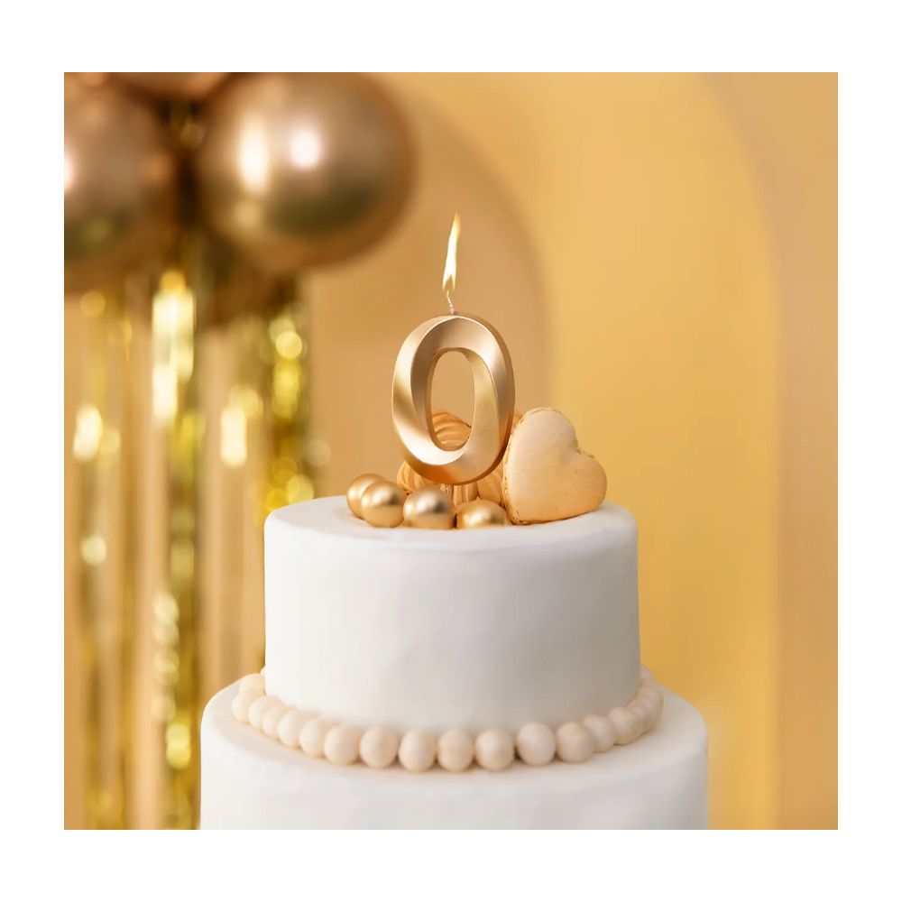 Birthday Candle number 0 - metallic gold