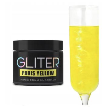 Brokat jadalny Gliter do napojów Paris Yellow - Słodki Bufet - żółty, 10 g