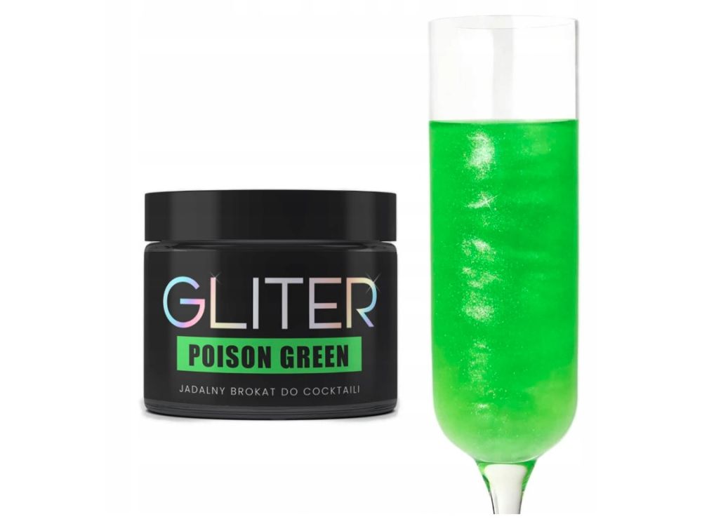 Brokat jadalny Gliter do napojów Poison Green - Słodki Bufet - jasny zielony, 10 g