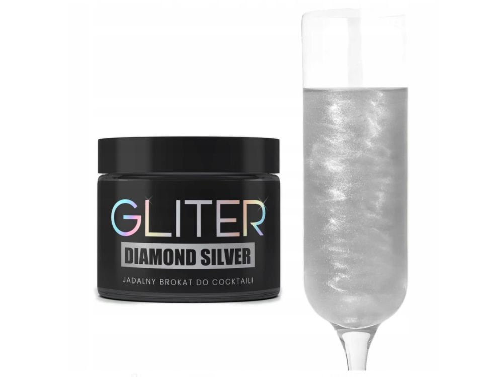 Edible cocktail glitter - Słodki Bufet - Diamond Silver, 10 g