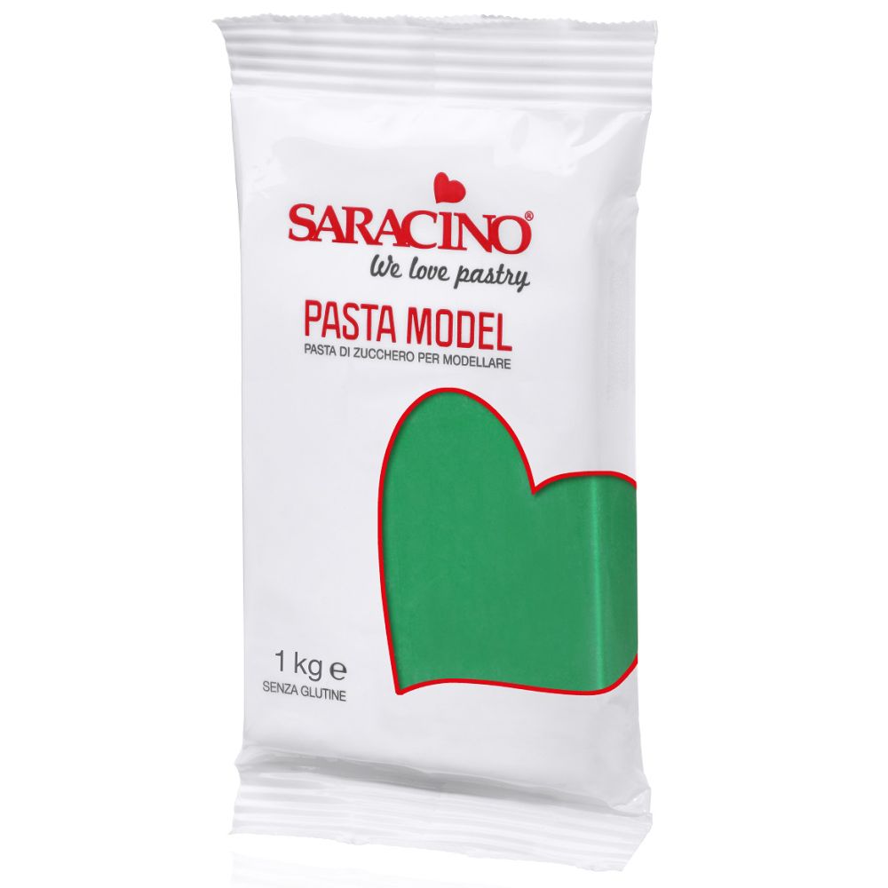 Masa cukrowa do modelowania figurek - Saracino - zielona, 1 kg