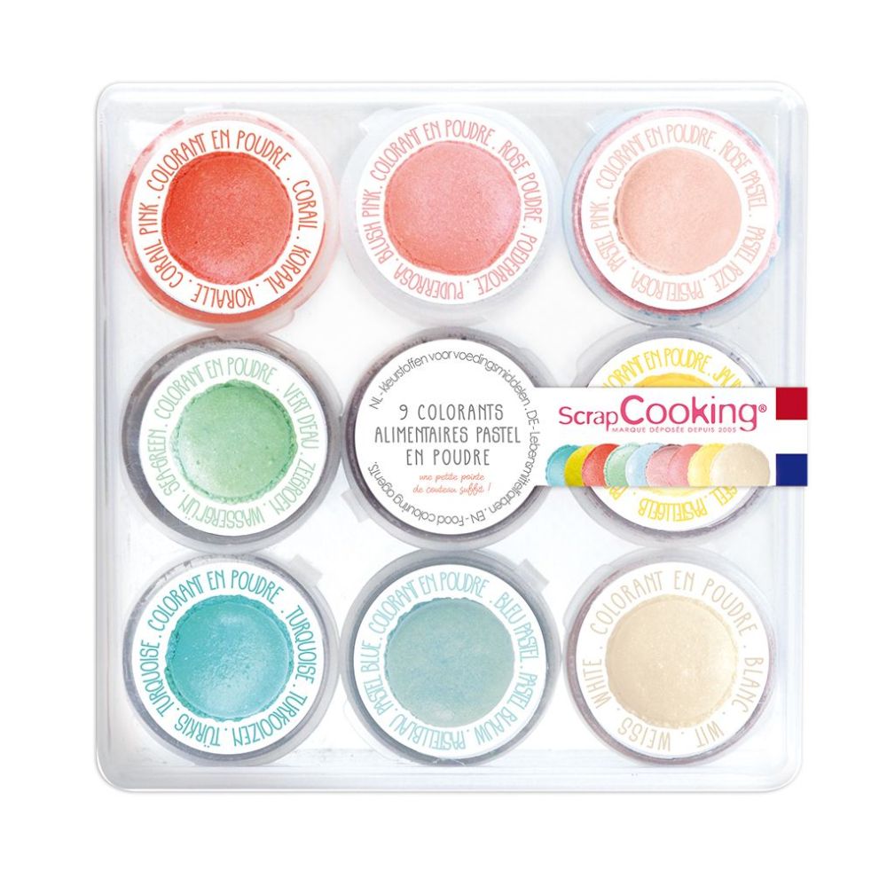 Set of pastel food dyes in powder - ScrapCooking - 9 pcs.