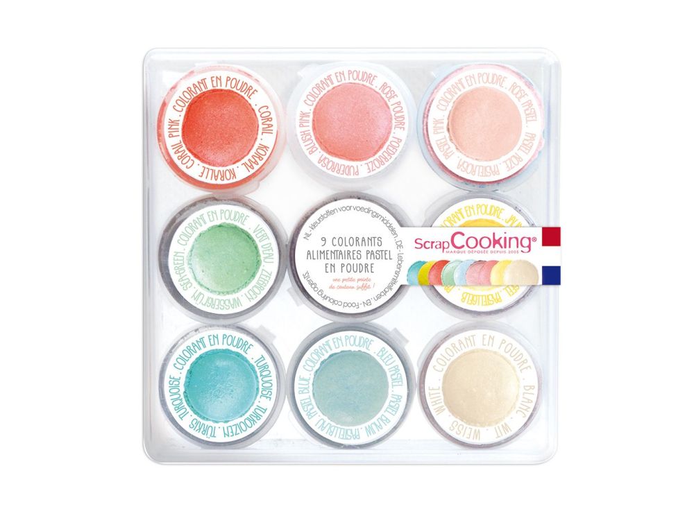Set of pastel food dyes in powder - ScrapCooking - 9 pcs.
