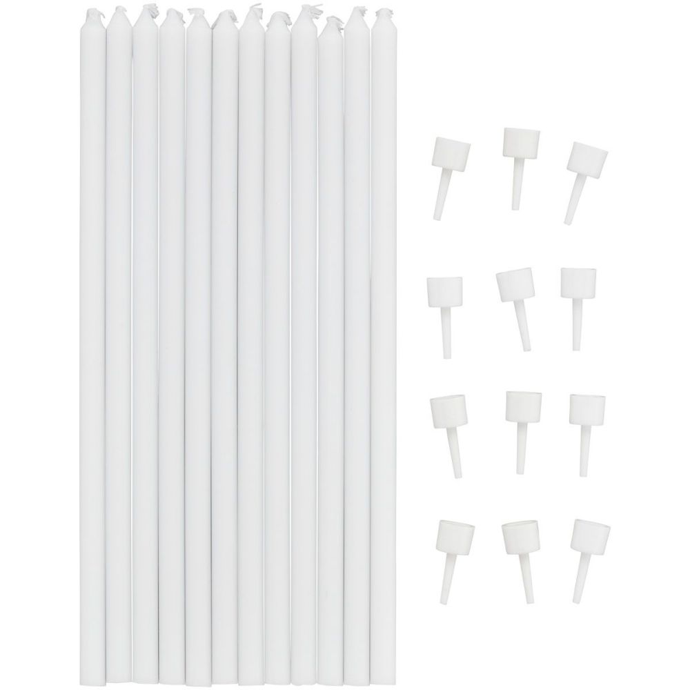 Birthday long candles - Wilton - white, 12 pcs.