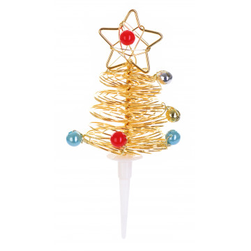 Decoration on the peak - Modecor - Christmas tree with baubles, gold, 10 cm