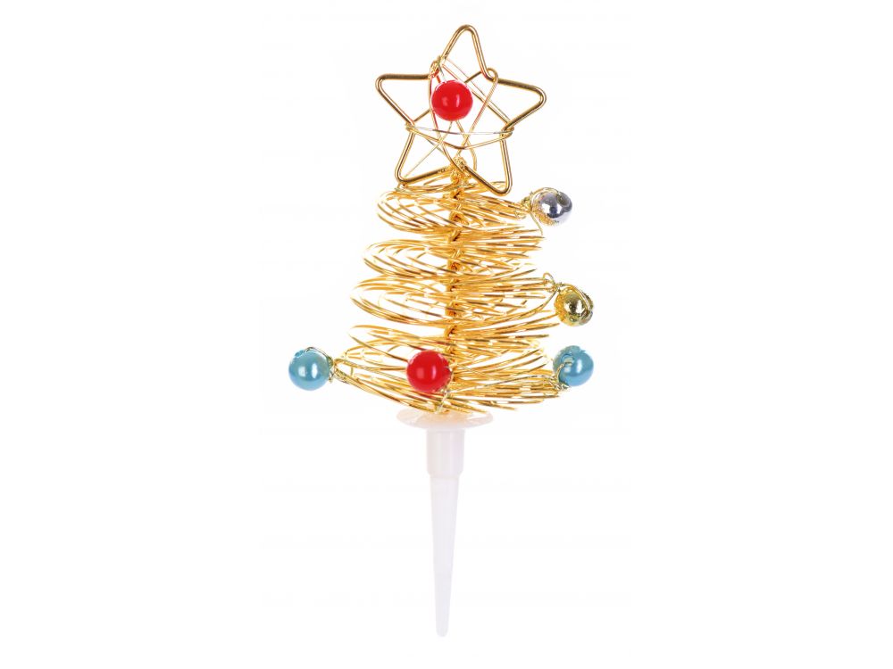 Decoration on the peak - Modecor - Christmas tree with baubles, gold, 10 cm