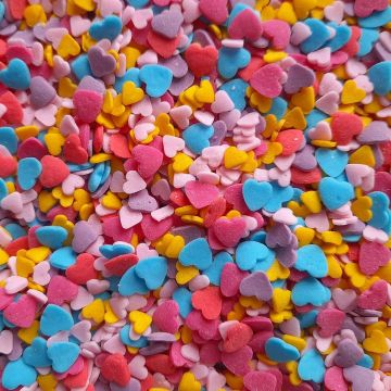 Sugar sprinkle Hearts - Rainbow Colours, 30 g