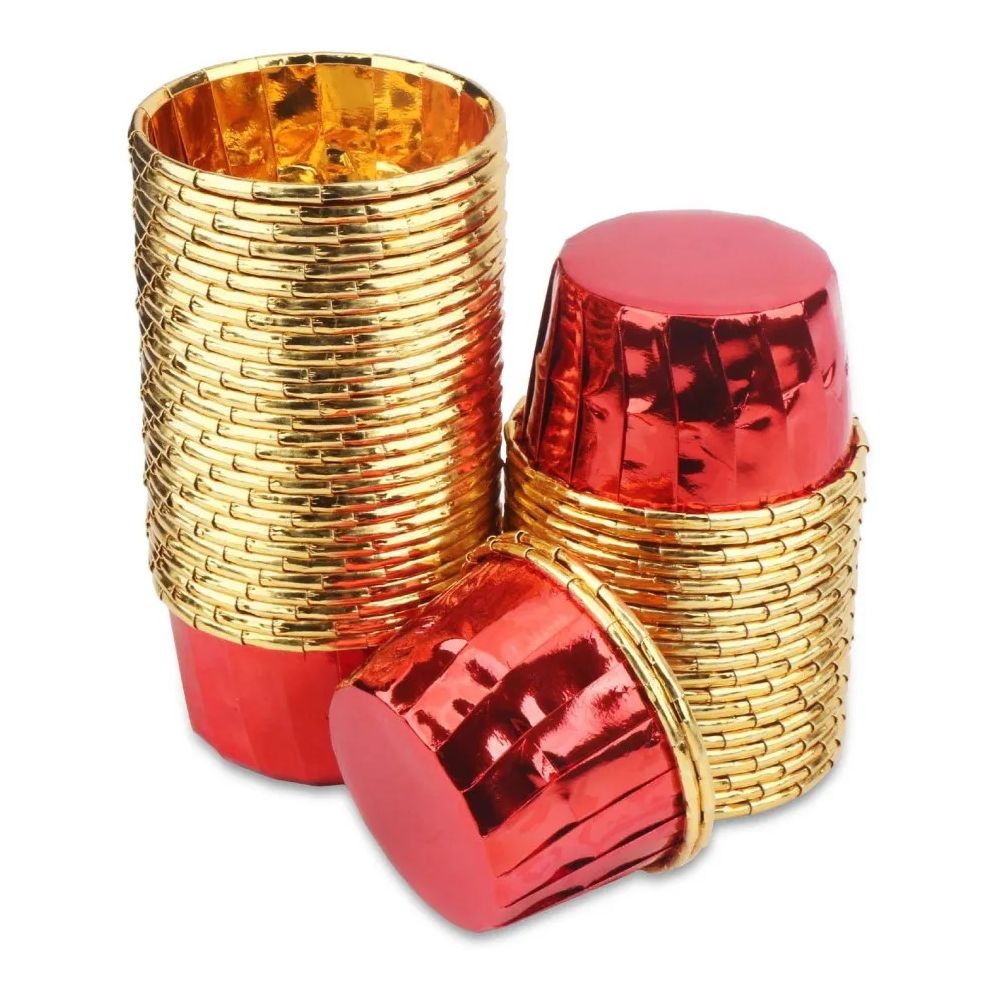 Papilotki na muffinki - czerwono-złote, 50 x 40 mm, 50 szt.