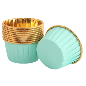 Muffin cases - mint and gold, 50 x 40 mm, 50 pcs.