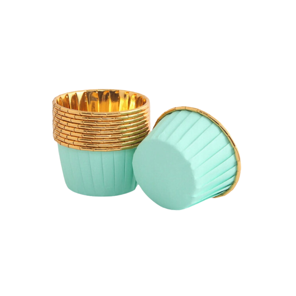 Muffin cases - mint and gold, 50 x 40 mm, 50 pcs.