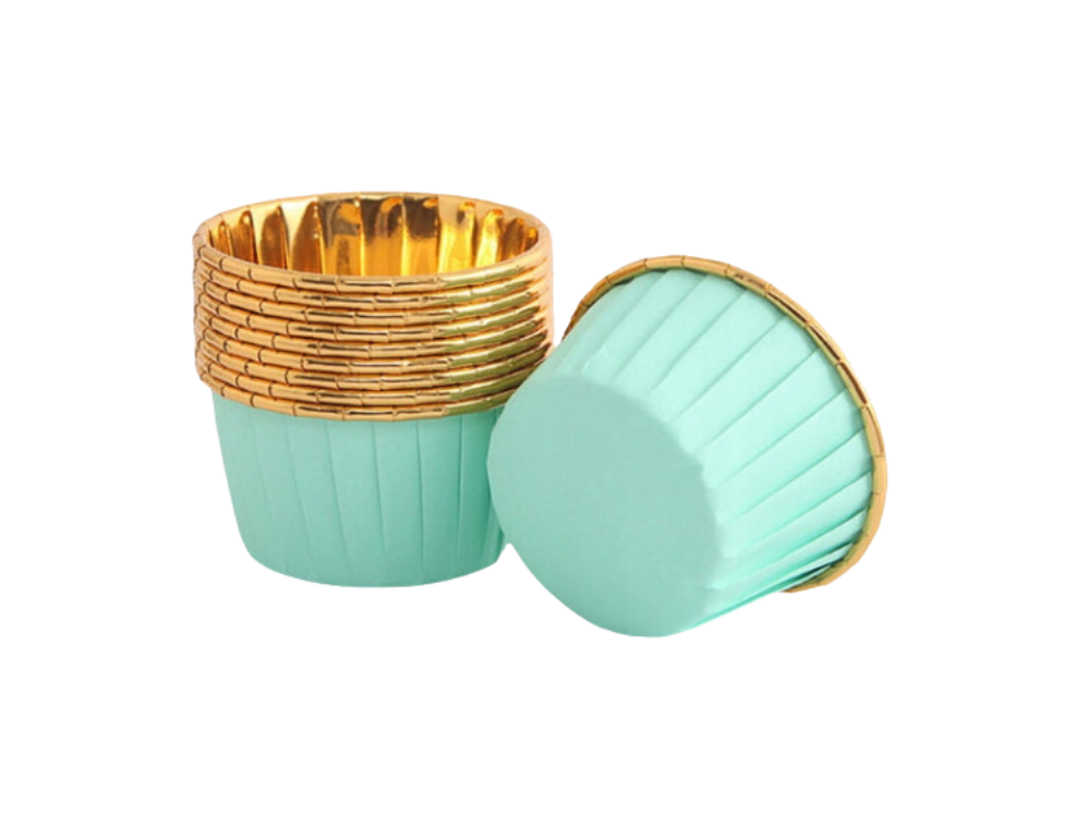 Muffin cases - mint and gold, 50 x 40 mm, 50 pcs.