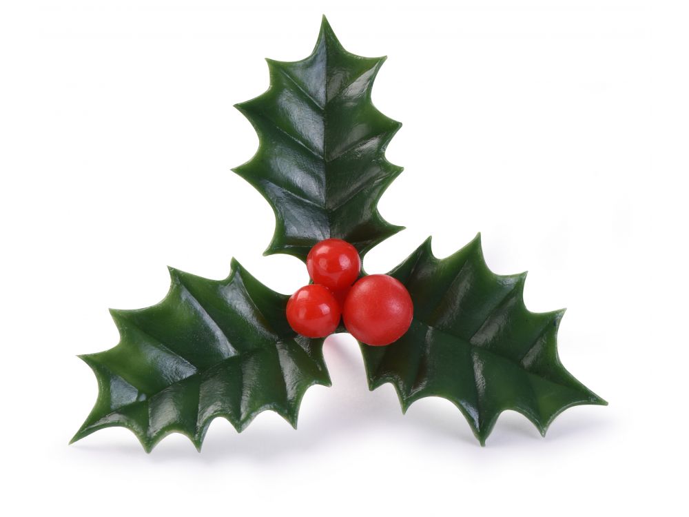 Dekoracja świąteczna - Modecor - gałązka ostrokrzewu, 5 cm
