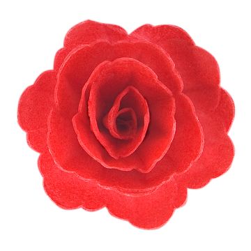 Dekoracja waflowa Róża chińska średnia - Rose Decor - 3D, czerwona, 18 szt.